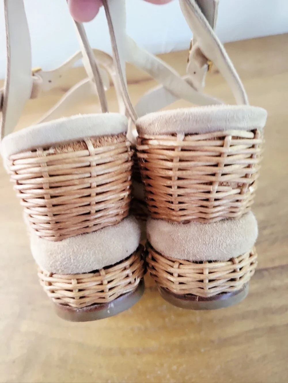 Paloma Barcelo Wicker & Suede Platform Sandals Size 40 / US 9-9.5